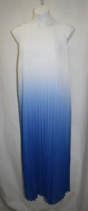 J. McLaughlin Bowen Dress White/Sky Blue Dip Dyed Pleated Midi Ombre Sz M NEW - Picture 1 of 8