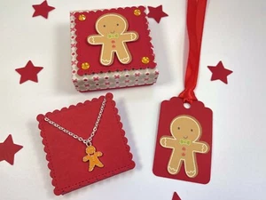 Gingerbread Man Necklace, Gift Box, Stocking Filler, Secret Santa, Christmas Eve - Picture 1 of 5