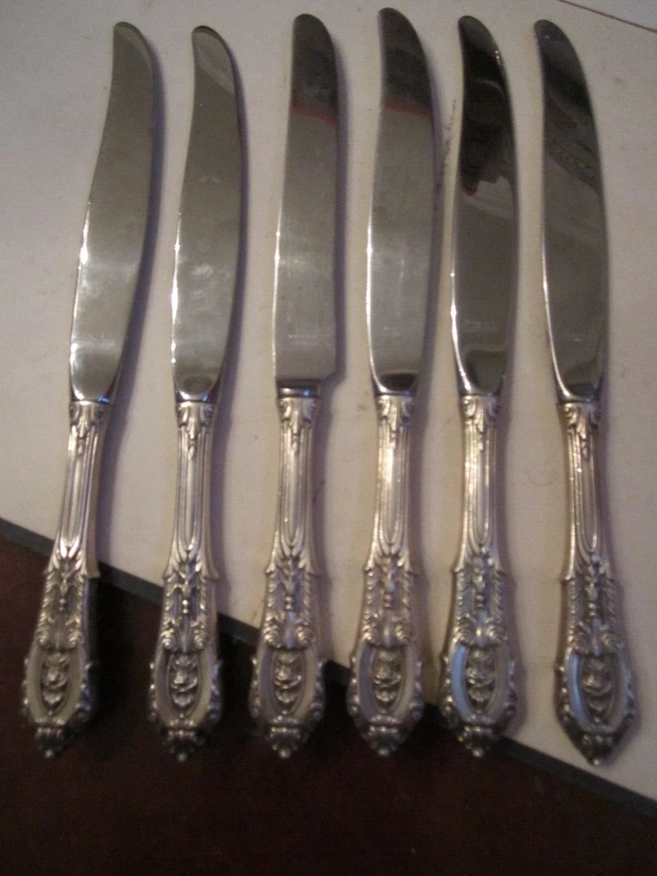 CUCHILLOS WALLACE PLATA ESTERLINA CUBIERTOS 9 3/4" LOTE DE 6 - 72g CADA CUCHILLO - OFC3 Foto 1 de 3