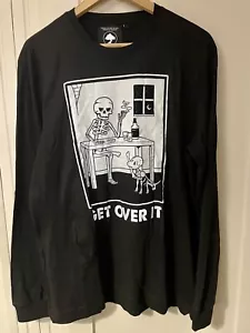 T-shirt uomo stampa grafica taglia LGE nera Get Over It abbigliamento vegan ringiovanito - Foto 1 di 8