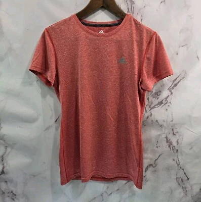 Camisa Adidas Feminina Média Rosa Coral Manga Curta Couro Crew Clima Lite - Imagem 1 de 4