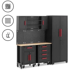 Werkstattschrank modular 132 x 42,7 x 2,5 cm Platte Lochwand 2 Rollcontainer - Bild 1 von 5