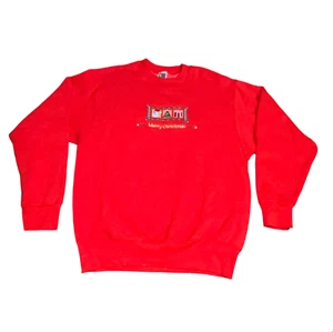 Vintage Merry Christmas Holiday Santa Claus Embroidered Sweatshirt Womens Medium - Bild 1 von 8
