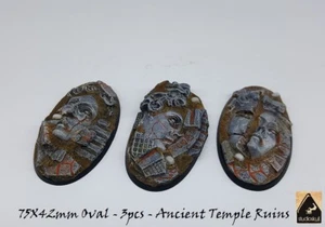 75X42mm OVAL RESIN BASES 3PCS ANCIENT TEMPLE RUINS - Picture 1 of 8