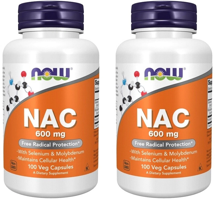 Now Foods NAC N ацетилцистеин 600 мг NOW NAC 100 растительных капсул 2 УПАКОВКИ - Изображение 1 из 1