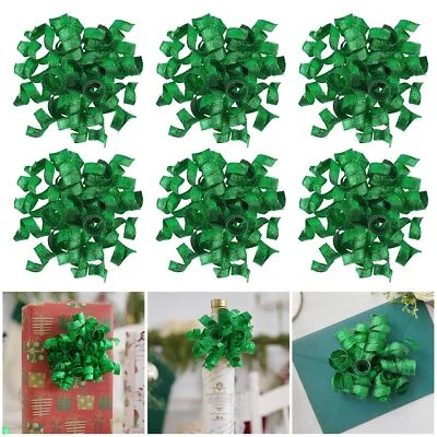 AIMUDI Green Metallic Curly Bows for Gift Wrapping 5'' Christmas Curly Bows Self Adh...