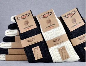 Pure %100 Lambswol Socks Unisex Seamless Dye Free Natural Wool Builder Motorist - Picture 1 of 23