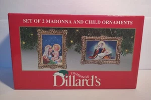 Juego de 2 adornos de cerámica de Madonna y Niño Dillards nuevos en caja - Imagen 1 de 3