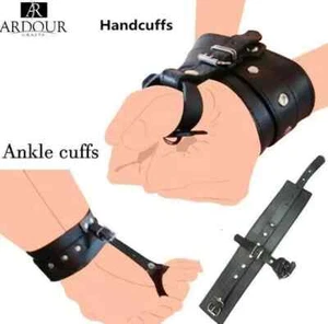 Puños punk con correa de pantorrilla a tobillo BDSM Bondage | Puños de muñeca y pulgar para - Imagen 1 de 4