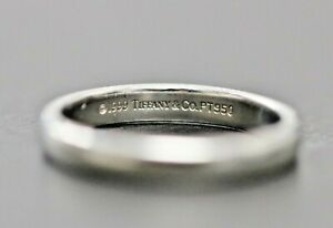 1999 Tiffany & Co. 950 Platinum 3 mm Wide Wedding Band Ring Size Just Under 6.5