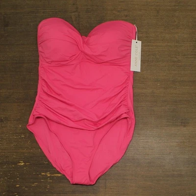 Traje de baño de una pieza acanalado frontal torcido Anne Cole para mujer MYMO00501 rosa brillante 14 Foto 1 de 4