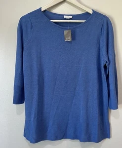 J. Jill Leinen 3/4 Arm Pullover Pulli Damen mittelblau Coastal Freizeit*Neu mit Etikett - Bild 1 von 9