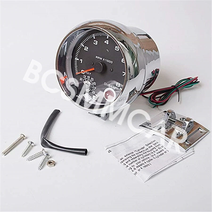 Tachometer Tacho Car Gauge Meter Kit 3.75" 0-8000 RPM Shift Light 7 Color LED - Image 1 of 4