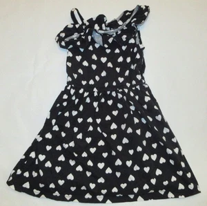 Girls Black Sun Dress With White Hearts Size 8 Spring Summer - Picture 1 of 2