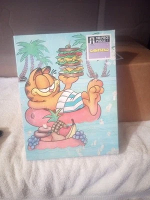 Rompecabezas vintage Garfield el gato 1978 palmeras comida sándwich sellado Foto 1 de 2