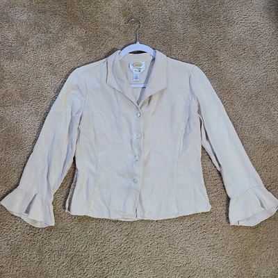 Talbots Pure Silk Button Up Blouse Womens Sz 4 Cream 3/4 Flutter Sleeve Career - Image 1 of 4