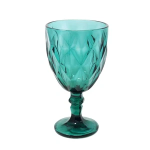 Calice bicchiere 300 ml tazza vino calice verde taglio diamante testurizzato vintage calice - Foto 1 di 2