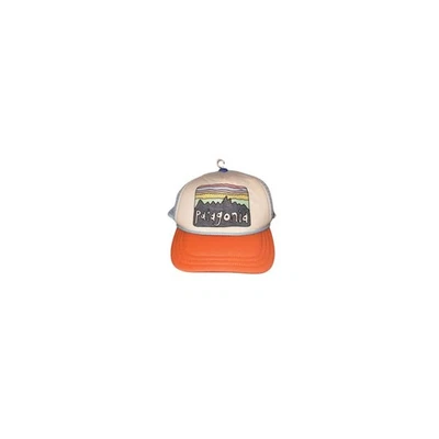 Patagonia Trucker Hat Mountains Graphic Mesh Back Adjustable Strap Orange - Image 1 of 4