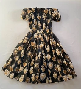 DOLCE & GABBANA GOLD SACRED HEART BLACK SILK DRESS UK 6 US 2 IT SZ 38 Preloved - Bild 1 von 23