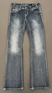 ROCK&ROLL Original Low Rise Bootcut Jeans Bling Pocket Womens SZ 26X34 Dark Wash - Picture 1 of 18