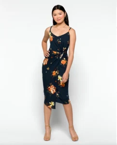 Nine Britton Dress Womens XS Vivienne Knit Midi Blue Floral Print NWT Stitch Fix - Picture 1 of 13