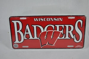 Wisconsin Badgers Metal Embossed License Plate New Sealed Tag Express - Picture 1 of 3