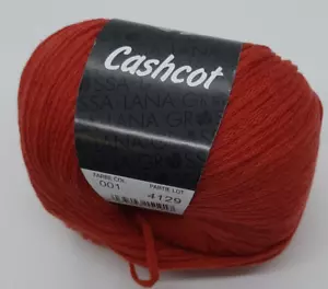 (159 €/kg): 50 g LG CASHCOT, Bändchengarn m. Kaschmir, Fb. 001 rot #6554 - Bild 1 von 1