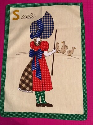 Torchon vintage prénom Susette pur coton 69 cm x 49 cm - Photo 1/4