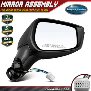 Passenger Black Mirror with Heated Power Glass Adjust for Nissan Versa 2020-2022 - Picture 1 of 11