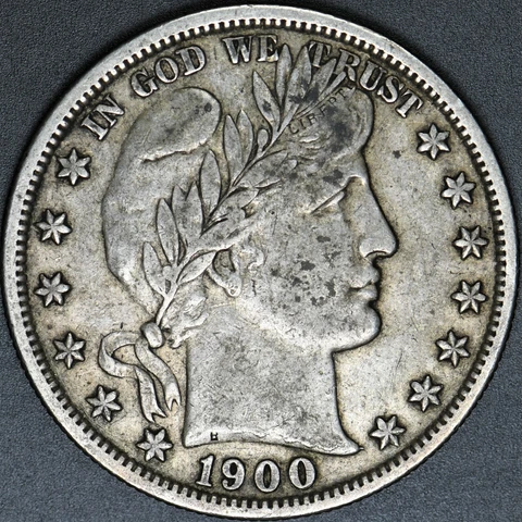 1900 s Barber Half Dollar, a beautiful original high grade circulated condition Cover