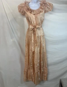 Vintage Handmade Dress M Maxi Long Ruffle Cottage Boho Gypsy Prairie Peasant - Picture 1 of 11