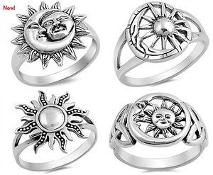 ANILLOS DE PLATA ESTERLINA 925 BONITA BANDA DE SOL LUNA DÍA Y NOCHE TALLAS 5-10* - Imagen 1 de 6