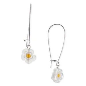 Style & Co Colored Flower Threader Earrings - White New - Picture 1 of 2