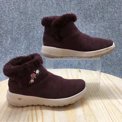 Botas Skechers Femininas 5.5 On The Go Joy Inverno Couro Borgonha Floral 16607 - Imagem 1 de 4