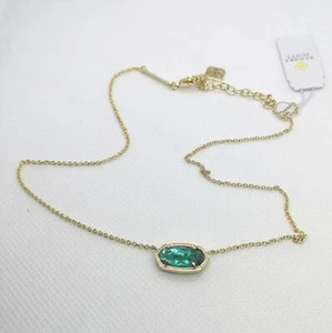 New Kendra Scott Elisa Pendant Gold Necklace In London Blue - Picture 1 of 3