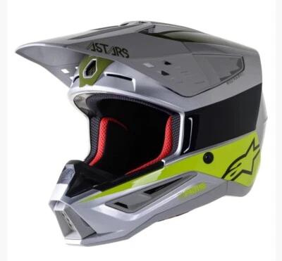 Casco de motocicleta Alpinestars SM5 Bond plateado amarillo verde todo terreno moto S Foto 1 de 4
