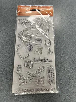 ALL ABOUT GRAPES WINE CLEAR UNMOUNTED RUBBER STAMPS -FISKARS Foto 1 de 2