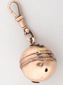 Antike viktorianische 9k Gold Globus Foto Medaillon Taschenuhr Anhänger drehbar Chatelaine - Bild 1 von 16