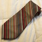 Vintage Sears Polyester Necktie With Red, Yellow, Navy, And White Stripes