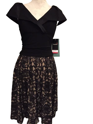 Vestido Scarlett, Talla 6, Sin Mangas Encaje Forrado Elástico Lavado a Máquina, Etiqueta $100, Nuevo con Etiquetas Foto 1 de 4