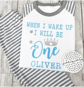 when i wake up i will be one two three four birthday pyjamas boys pjs - Picture 1 of 4