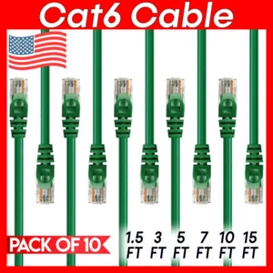 10 x Cable de conexión Cat 6 verde Cat6 Cable Ethernet RJ45 Conectores Cable de Internet - Imagen 1 de 11
