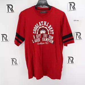 Mens COOGI Thick Red Graphic T Shirt Size 2XL XXL Embroidered V Neck Rugby - Picture 1 of 8