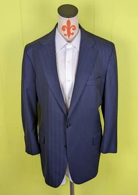 Tom James Innocenti Mens 44R Blue Pinstripe Sport Coat Jacket Blazer Custom - Image 1 of 4