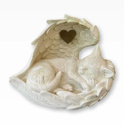 Katzenurne Tierurne Urne Katze mit Engelsflügel ca. 15 kg ca. 1 ltr. mit Gravur - Bild 1 von 4