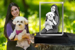 3D crystal block - personalized photo and text -  Small memorable gift with Led - Picture 1 of 6
