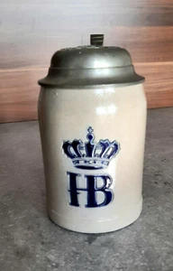 Alter 1 /2 L Bierkrug Staatliches Hofbräuhaus HB München mit Zinndeckel - Bild 1 von 5