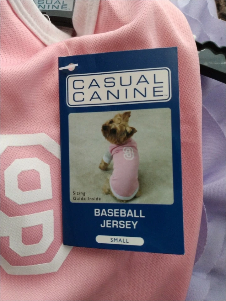 Camiseta deportiva de béisbol informal canina pequeña rosa para perro Foto 1 de 4