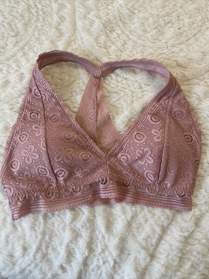 Bralette de encaje grande gilly hicks holister rosa claro talla grande Foto 1 de 4