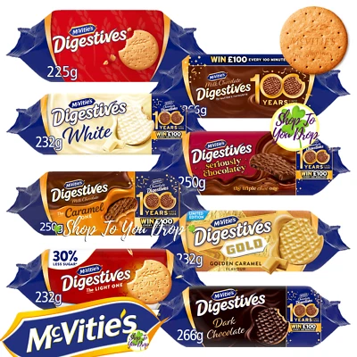 4 x MCVITIES DIGESTIVES BISCUITS Caramel Triple Chocolate Reduced Sugar Gold - Image 1 of 4